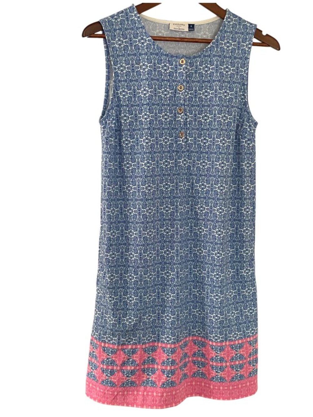 Cabana Life x Talbots Shift Sun Dress M Blue Pink Printed UPF 50+ Swim Coverup